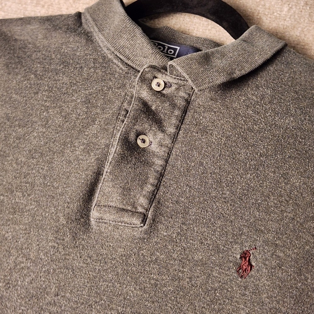 Polo Ralph Lauren Polo Shirt Mens L Gray Excellent Short Sleeve Cotton Pony Logo